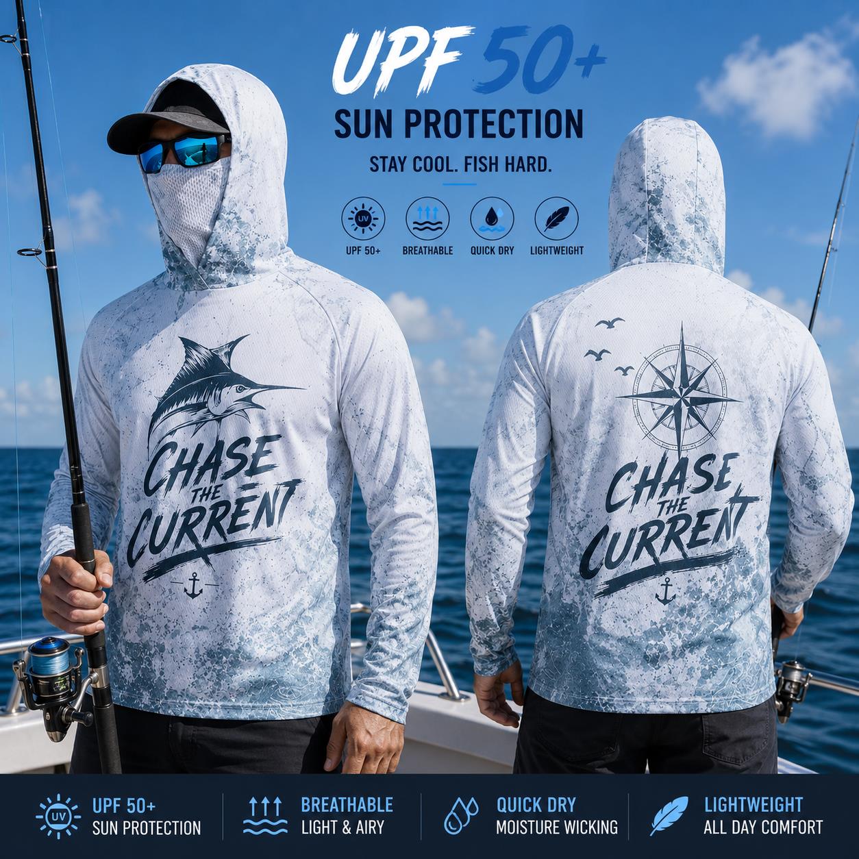 Fishing Hoodie Shirt Men Long  - Fishing Mask Sun Protection recensione e prezzo