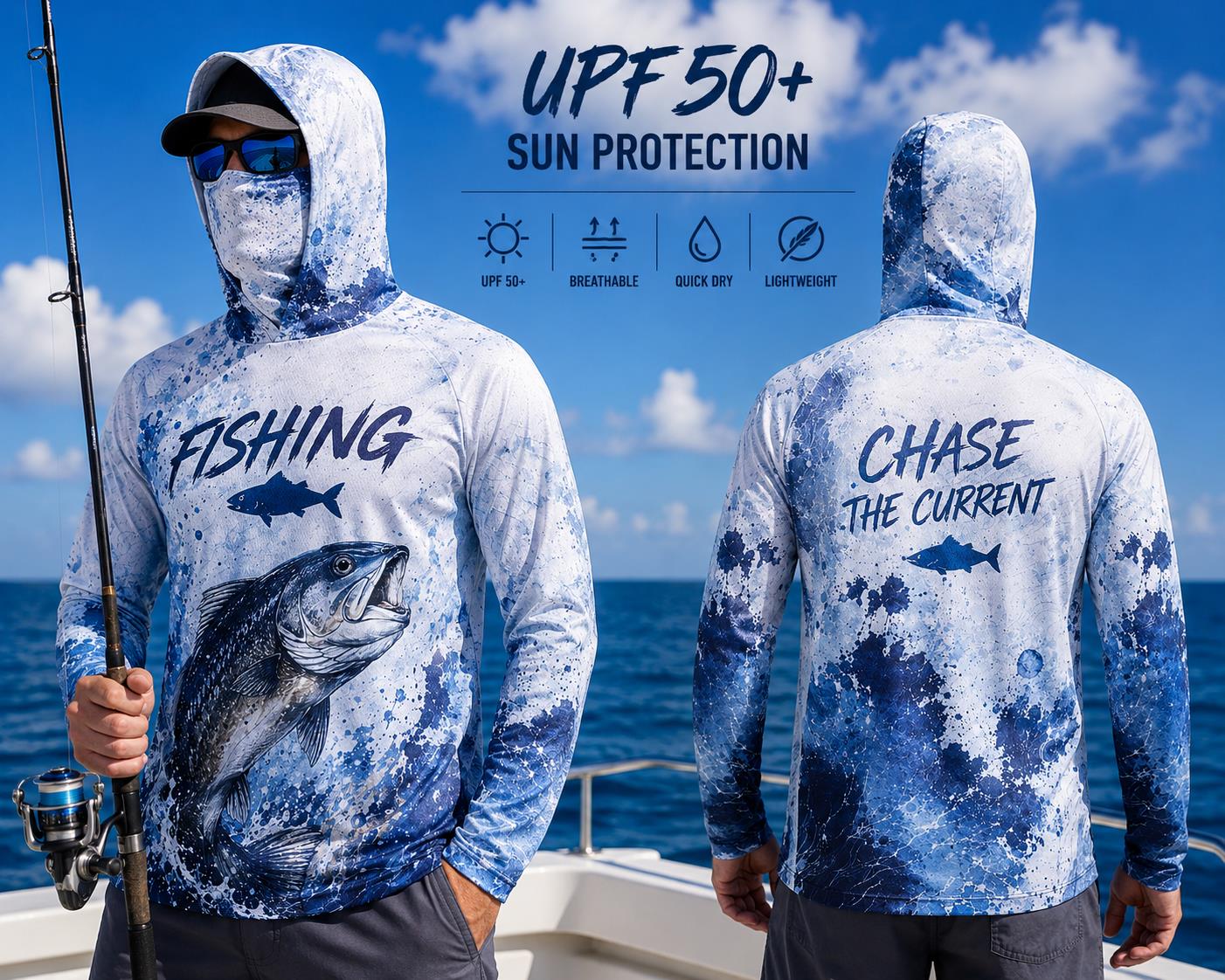 Fishing Hoodie Shirt Men Long  - Fishing Mask Sun Protection recensione e prezzo
