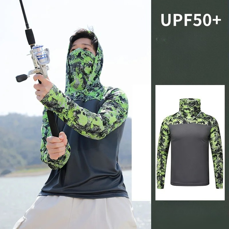 Fishing Shirt Hooded Men Sunsc - Fishing Mask Sun Protection recensione e prezzo